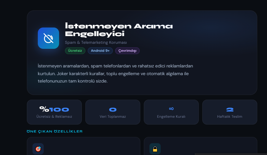 İstenmeyen Arama Engelleme - Mobil Uygulama